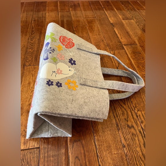 Moomin Bag Flower Print Tote Grey Multicolor - Picture 5 of 7